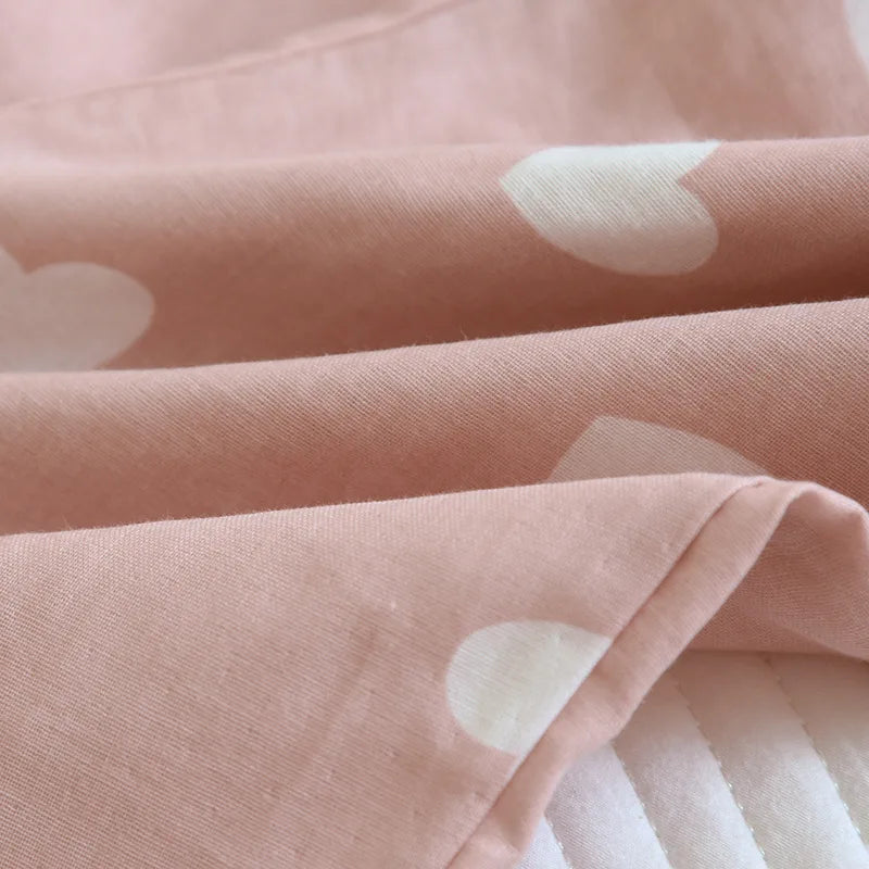 Heart-Print Long-Sleeve Pajama Set 100% Cotton