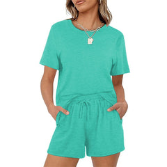 Women's Short Sleeve Lounge Wear Set Sleepwear Pajama Set