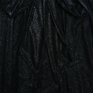 Elegant Strapless Sexy Mini Dress for Women Fashion Black Off-Shoulder Backless Pleated Sequins Sparkle Club Party Dress