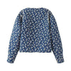 Blue floral blouse with long sleeves on a white background