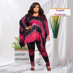 Plus Size Two Piece Pant Sets for Women Tie Dye Leopard Camouflage Pirnt Long Sleeve Top and Pant Suits