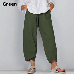 Women's Casual Wide Leg Crop Pants Loose Comfort Elastic Waist Romper Pants