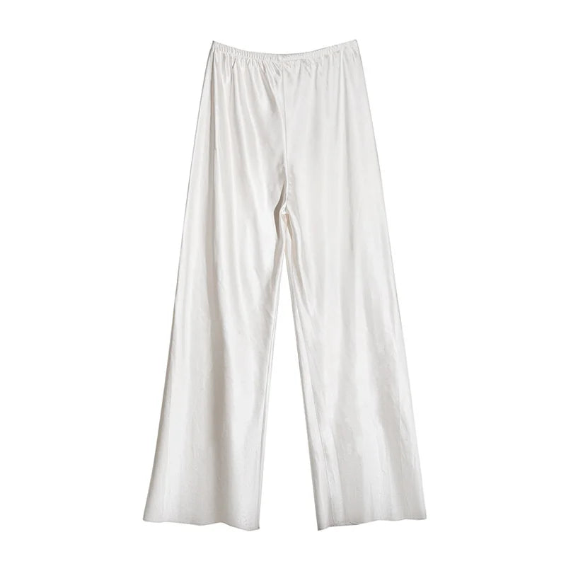 Satin Wide Leg Pants Long Floor Casual Pants Women's Spring Summer Trousers