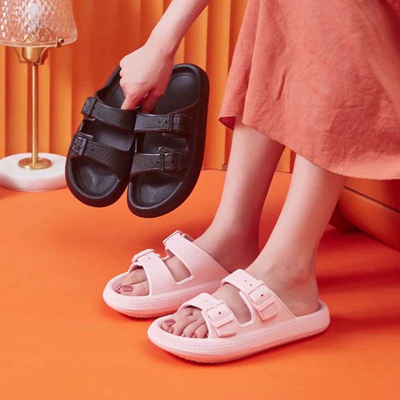 Women's Thick Platform Cloud Sandals Trendy w/ Buckle Soft Sole Pillow Slides Sandals  Non-Slip Flip Flops