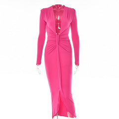 Elegant Pleated Casual Evening Party Long Dress