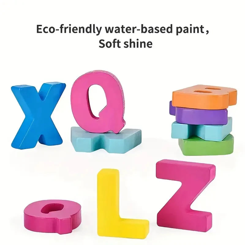 Colorful Alphabet Number Wooden Puzzles for Kids Montessori Intelligent Matching Game Preschool Children Early Educational Toys