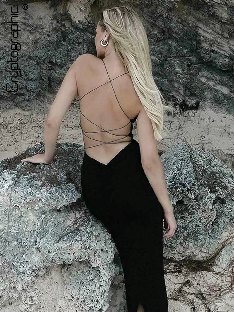 Black Backless Maxi Dress