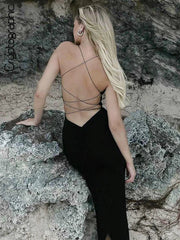 Black Backless Maxi Dress