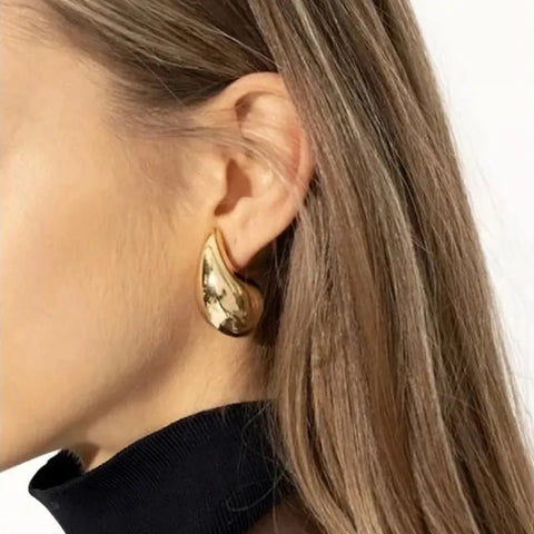 Drop Earrings Women 18K Gold Plated Chunky Dome Large Designer Inspired Fashion Jewelry Gift