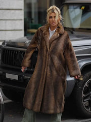 Brown Long Faux Fur Coat