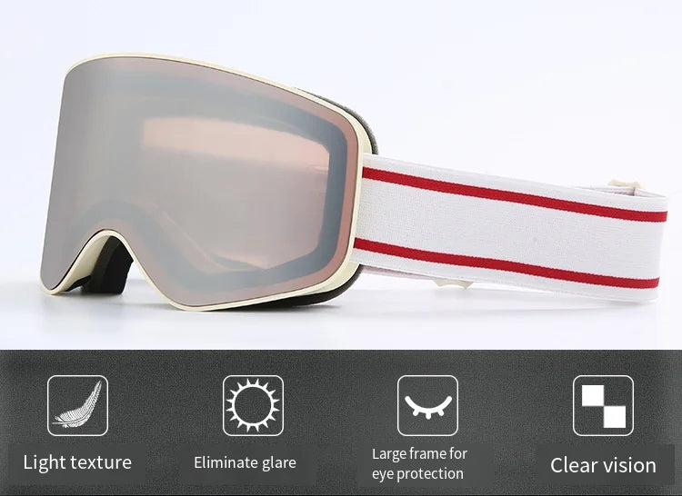 Ski Snowboard Goggles Unisex Skiing Eyewear Mask UV 400 Snow Protection Double Anti-Fog Cylindrical Design