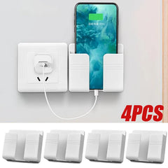 4-Pack Wall Mounted Storage Box Multifunction Holder Organizer TV Remote Control DIY Mobile Phone Plug Charging Holder