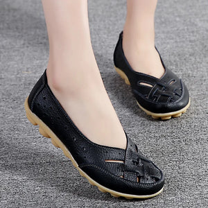 Women's Flat Faux Leather Shoes Breathable Soft Loafers Casual Flats Shoes