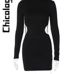 Hollow Out Chain Sexy Bodycon Mini Dress Party Festival Clubwear