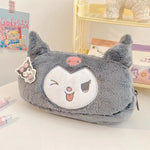 Cartoon Plush Pencil Case for Kids & Adults Cute Plush Cosmetic Bag Large Capacity Student Supplies