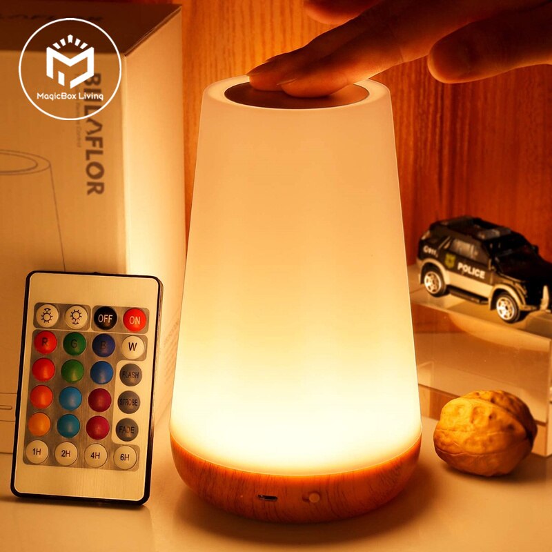 13 Color Changing Night Light for Kids Dimmable Remote Control or Touch USB Rechargeable w/ Timer Function Bedroom Lamp