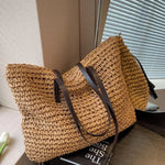 Luxury Design Straw Woven Tote Bag Casual Large Capacity Handbags Designer Fashion Women's Shoulder Bag