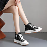 High-Top Lace-Up Casual High Platform Canvas Sneakers Non-Slip Running Shoes Wear Resistant Vulcanized Shoes