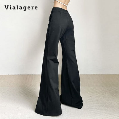 Women's Retro Casual Loose Flare Pants High Waist Flare Trousers Y2K