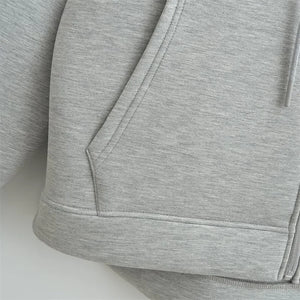 New Fashion Women's Zipper Hoodie Unisex Double Pockets Oversized Loose Sweatshirt Outerwear Top