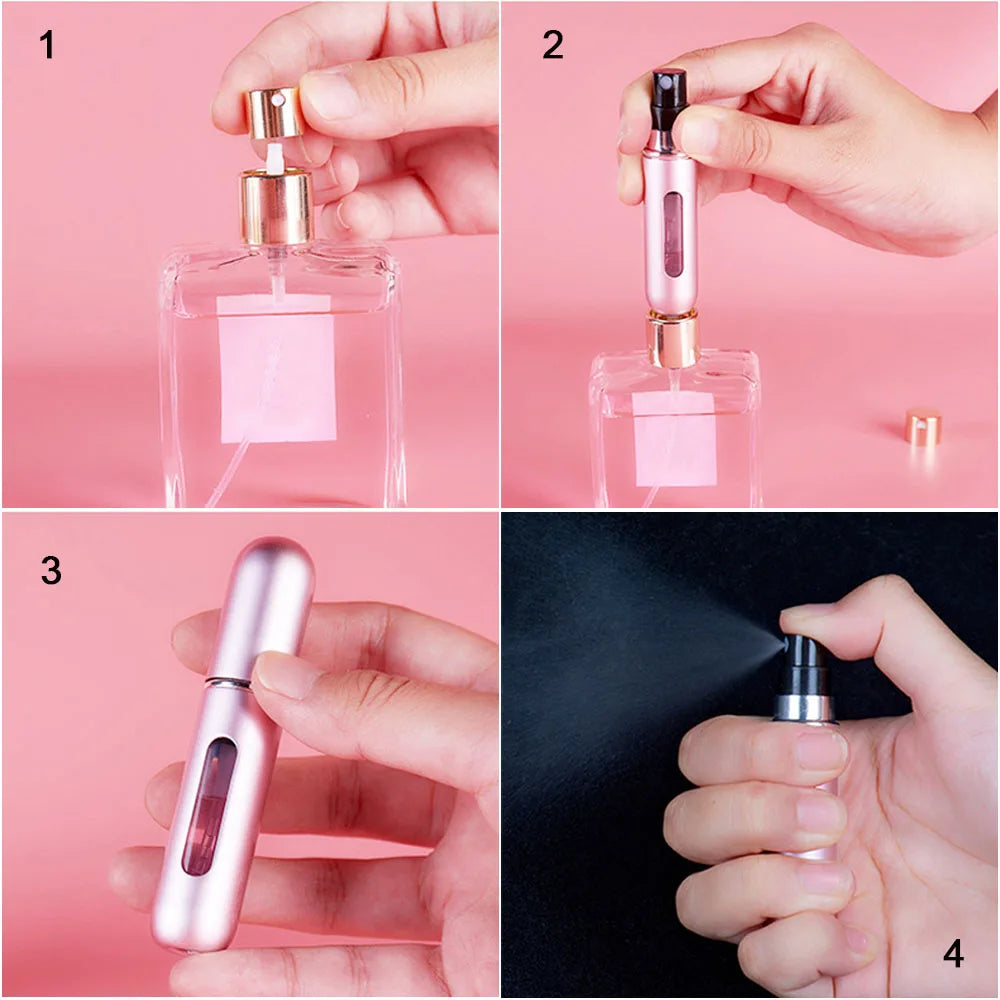 Perfume Atomizer 8&5ml Portable Perfume Mini Container For Travel Mini Aluminum Spray Refillable Bottle