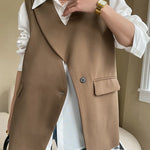 Women's Vest Irregular Design Vest Waistcoat Single Button Casual Loose Oversized Vests