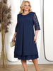 Plus Size Layered A-Line Dress  Navy