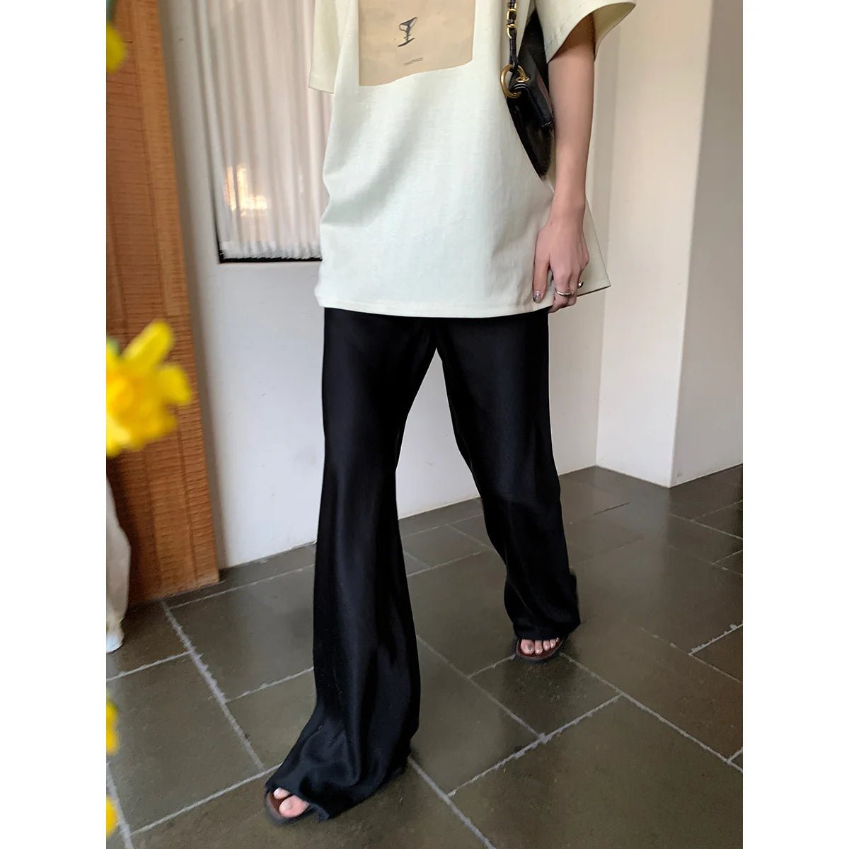 High Waist Wide Leg Satin Pants Women Elegant Casual Summer Fashion Versatile Everyday Outfit