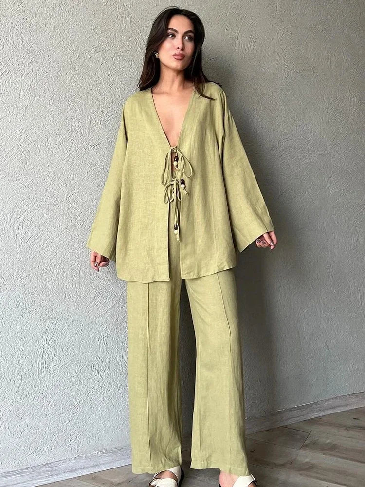 pant suit green