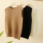 Hollow Out O-Neck Knitted Shirt Tank Top Women's Summer Casual Sleeveless Blouse Vintage Elegant Tank Top