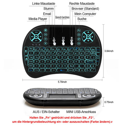 2.4G Air Mouse with Touchpad Wireless Keyboard i8 Multilanguage Backlit Mini Wireless Keyboard for PC Android TV Box English Spanish French Portuguese & more