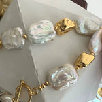 Brass Natural Baroque Pearl Beads Necklace Fine Jewelry Punk Designer Runway Rare Design Necklace