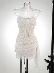 White Lace Patchwork Dress for Women Luxury Dresses Elegant Evening Gowns Prom Dresses