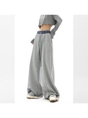 Elastic Waist Drawstring Wide Leg Velvet Sweatpants Velvet Sports Pants Female Loose