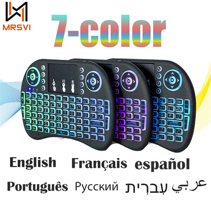 2.4G Air Mouse with Touchpad Wireless Keyboard i8 Multilanguage Backlit Mini Wireless Keyboard for PC Android TV Box English Spanish French Portuguese & more