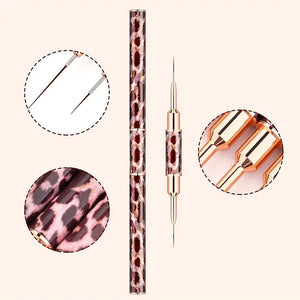 Nail Art Liner Brushes Double Head Leopard Print Acrylic French Stripe Drawing Painting Pen Gel Polish Nail Art Manicure Tools