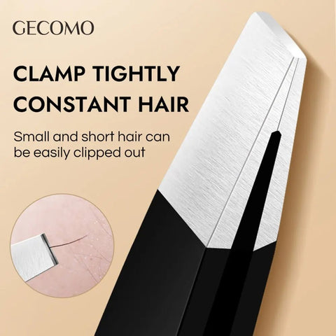 Eyebrow Tweezers Stainless Steel Slant Flat Point Precision Beauty Tool Ingrown Hair Removal