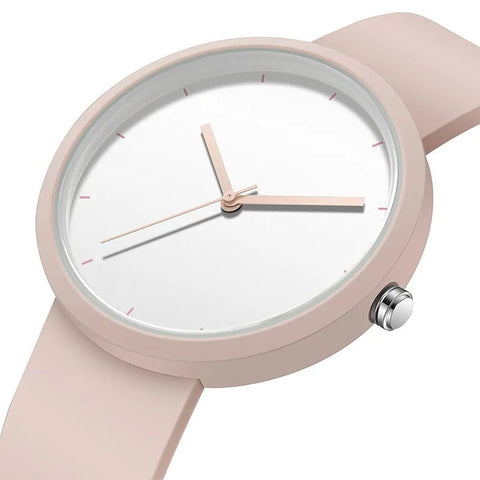 Watch Women Minimalist 41mm PVD Finish Rubber Strap Ladies Quartz Elegant Casual Fashion Wristwatch
