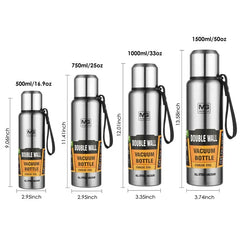 Large Capacity Stainless Steel Thermos Portable Vacuum Flask Insulated Thermos with Laynard Handle Thermos Bottle Hot and Cold