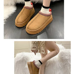 Warm Plush Interior Winter Shoes for Women Winter New Cashmere Warm Thick Sole Low Boot Half Slipper Shoe w/ Fur Lining