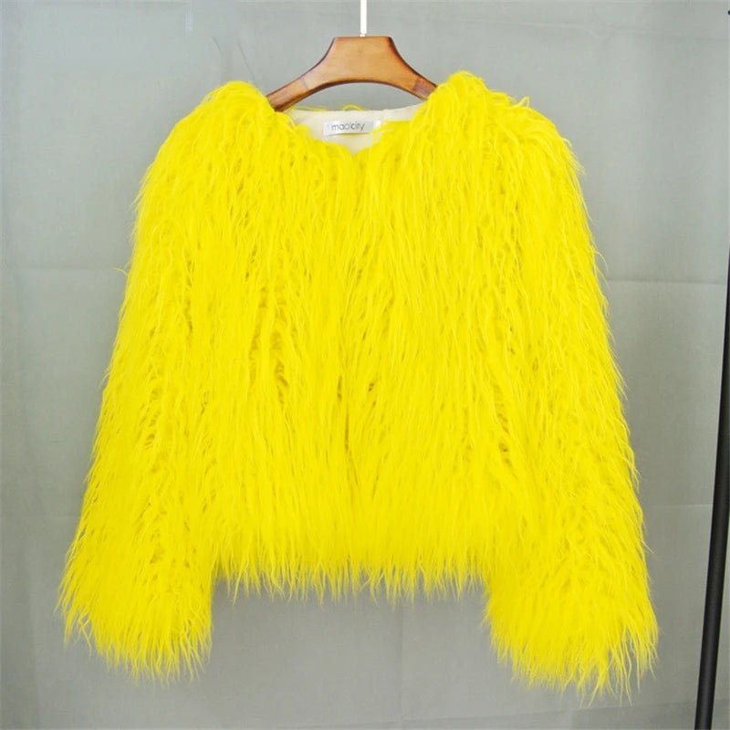 Faux Fur Coat yellow