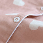 Heart-Print Long-Sleeve Pajama Set 100% Cotton