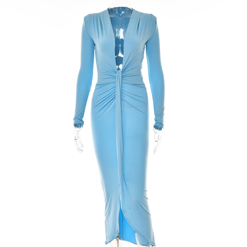 Elegant Pleated Casual Evening Party Long Dress