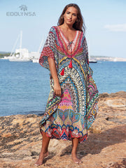 Boho Dress, Plus Size Summer Dress for Women, Bohemian Maxi Tribal Hippie Dress