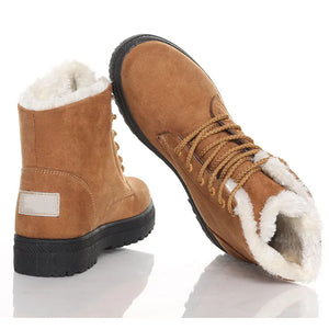 Women's Winter Ankle Boots With Fur Lining Low Rubber Heel Snow Boots