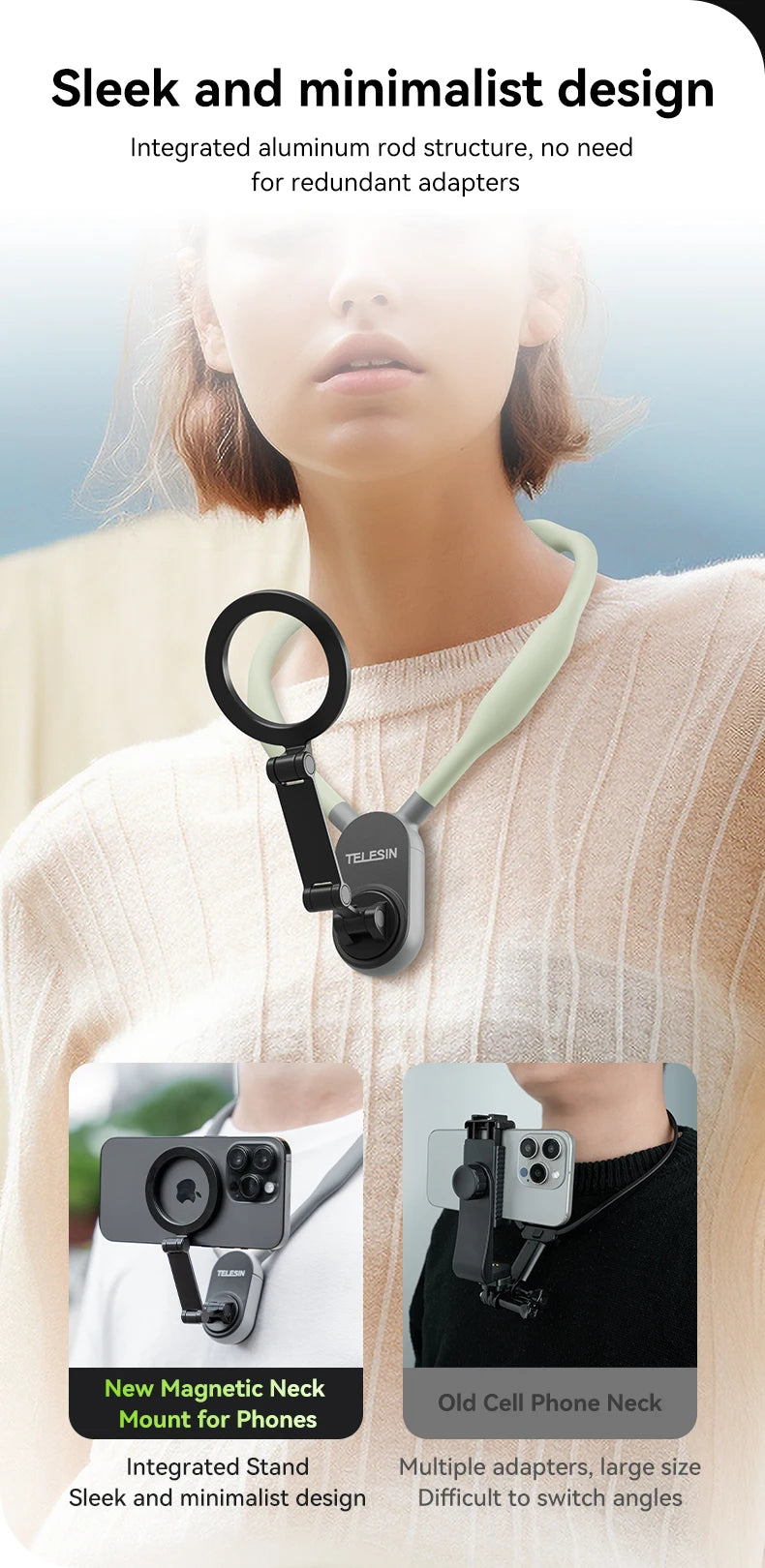 Silicone Phone Magnetic Neck Mount Quick Release Holder for iPhone 15 14 13 12 11 SAMSUNG HUAWEI XIAOMI etc.