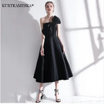 Elegant Strapless Black Tulle Midi Dress Prom Gown