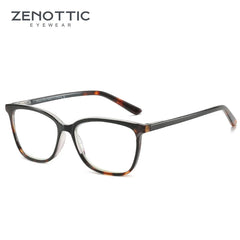 Eyeglasses with tortoiseshell accents on a white background, branded as Zenottic Eyewear.