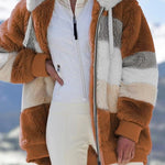 Women Long Warm Oversized Teddy Bear Coat Thick Fleece Faux Fur Hooded Jacket