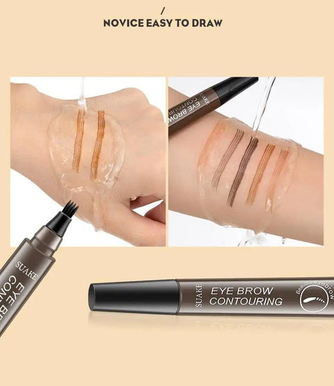 Eyebrow Pencil Waterproof 4-Point Liquid Long Lasting Microblade Cosmetic Brow Pen Makeup Tool